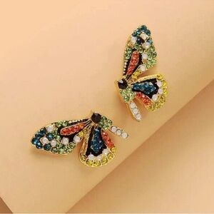 Butterfly Green Crystal Earrings